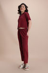 Zivame Knit Cotton Loungewear Set - New Maroon — thumbnail 2
